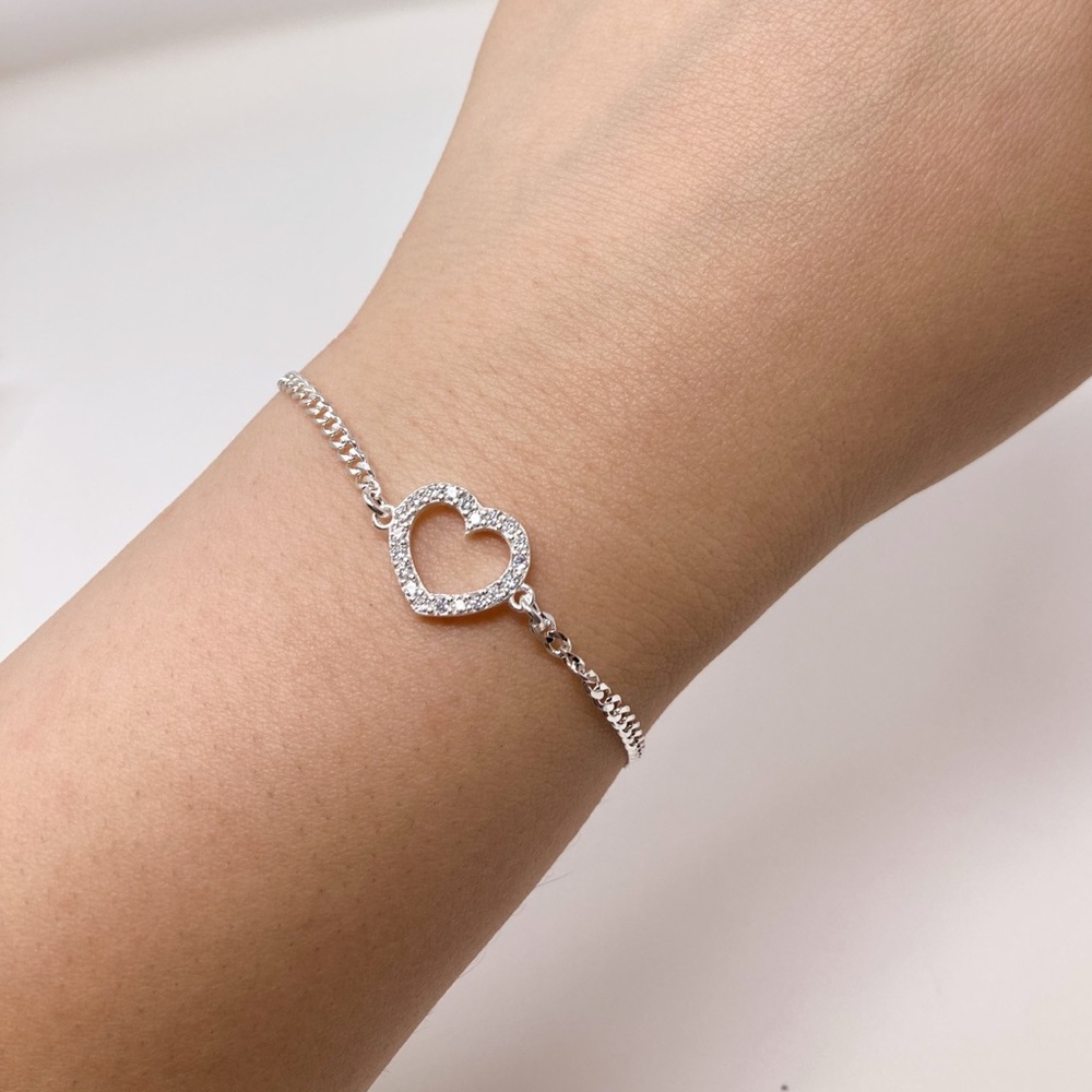 Heart sterling silver 925 women Bracelet with small zirconia